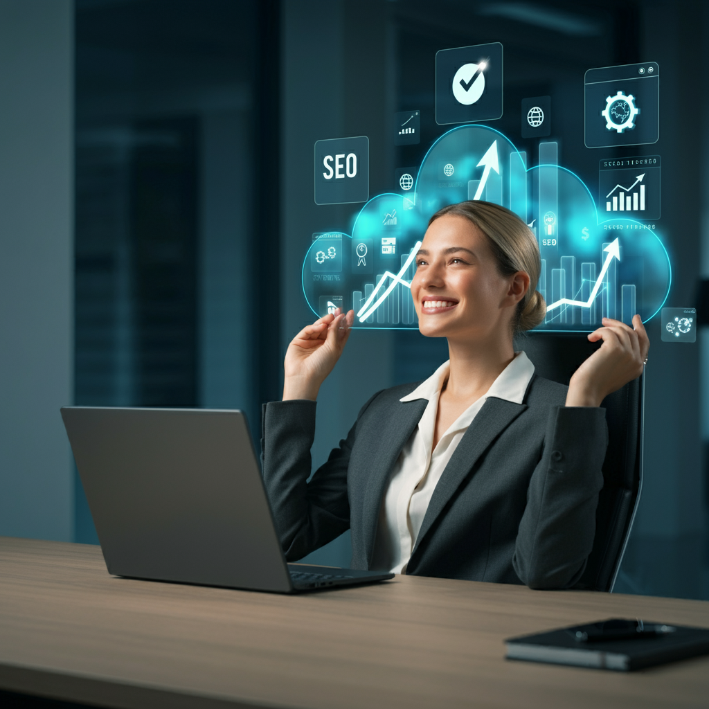 AI-powered blogging service illustration