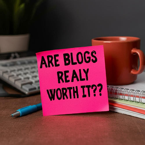 Business owner contemplating the value of blogging for company growth