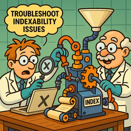 Illustration depicting troubleshooting of website indexability issues