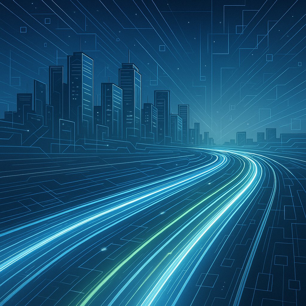 Illustration of a fast-loading website dashboard with speedometer signaling high performance