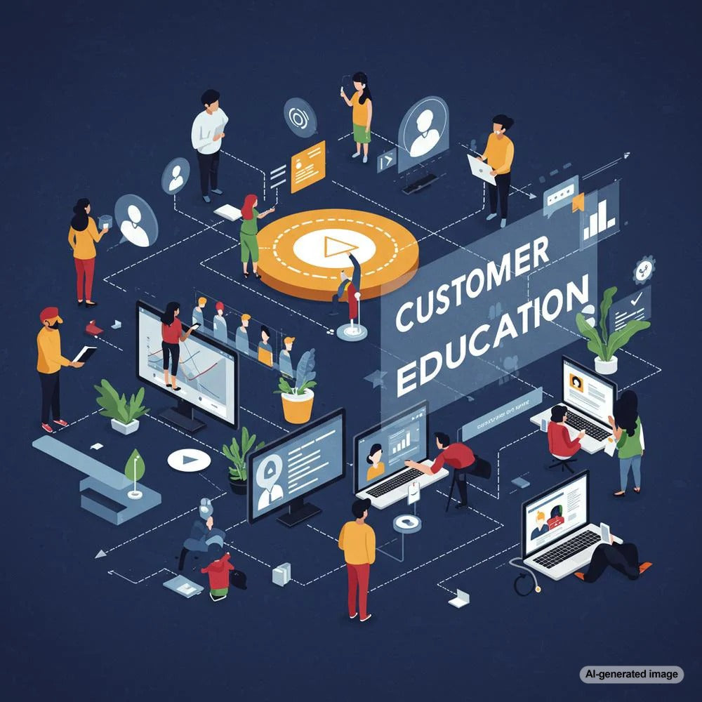 Illustration depicting various blogging strategies for eCommerce customer education