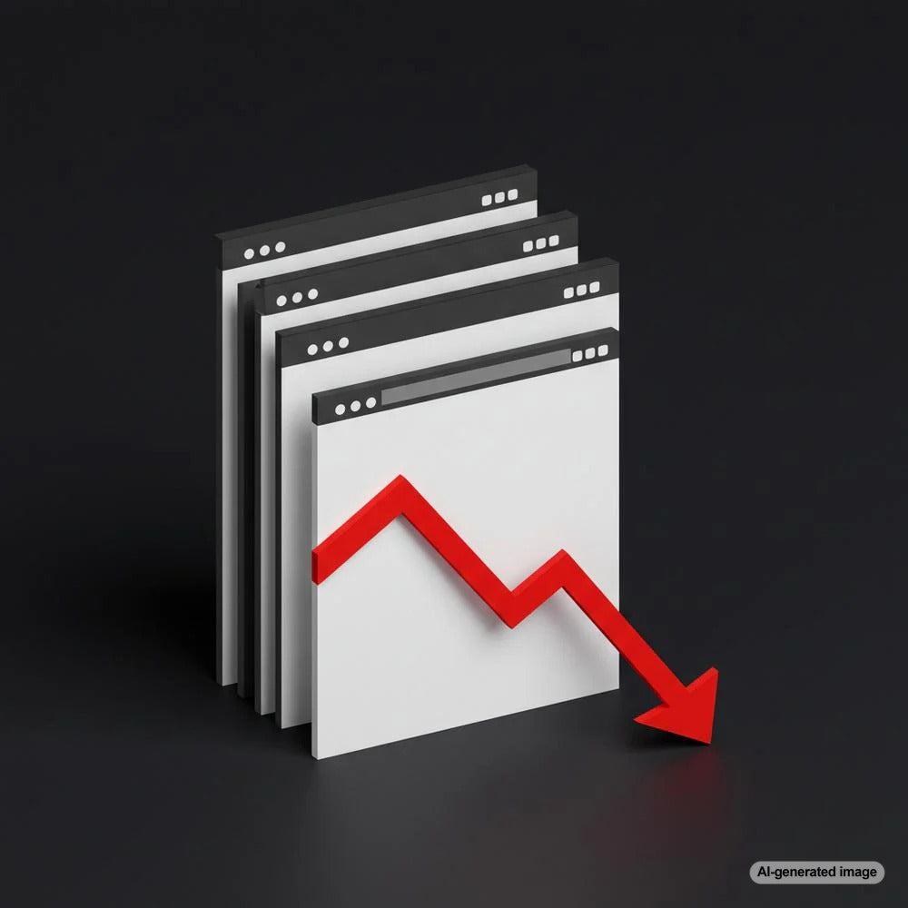 Illustration of an empty web page highlighting SEO concerns
