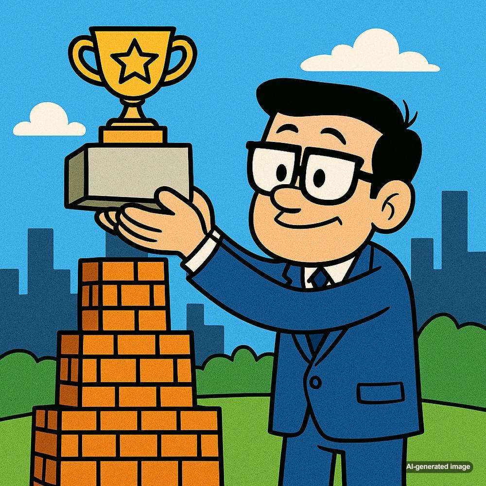 Illustration of a person building authority through blogging