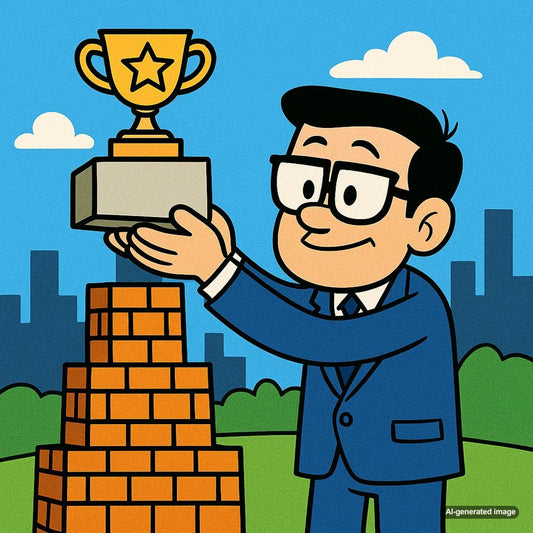 Illustration of a person building authority through blogging