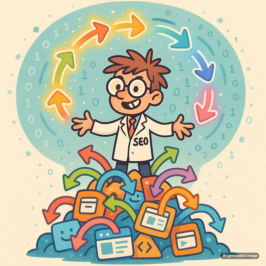 Illustration of website redirects and SEO ranking paths