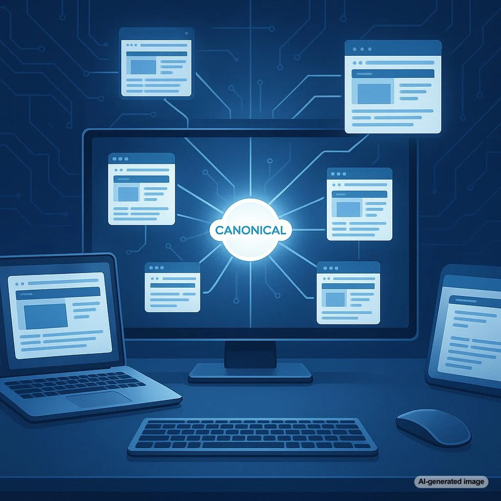 Illustration showing the importance of canonical tags in SEO