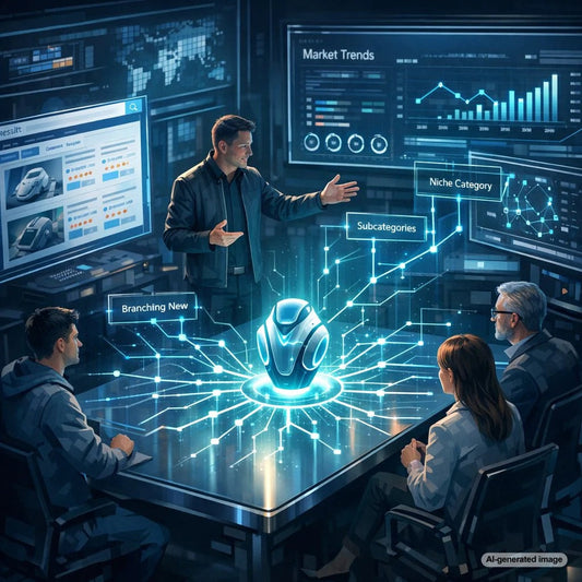 Illustration representing category creation, niche positioning, and long-term SEO strategy for owning a market segment