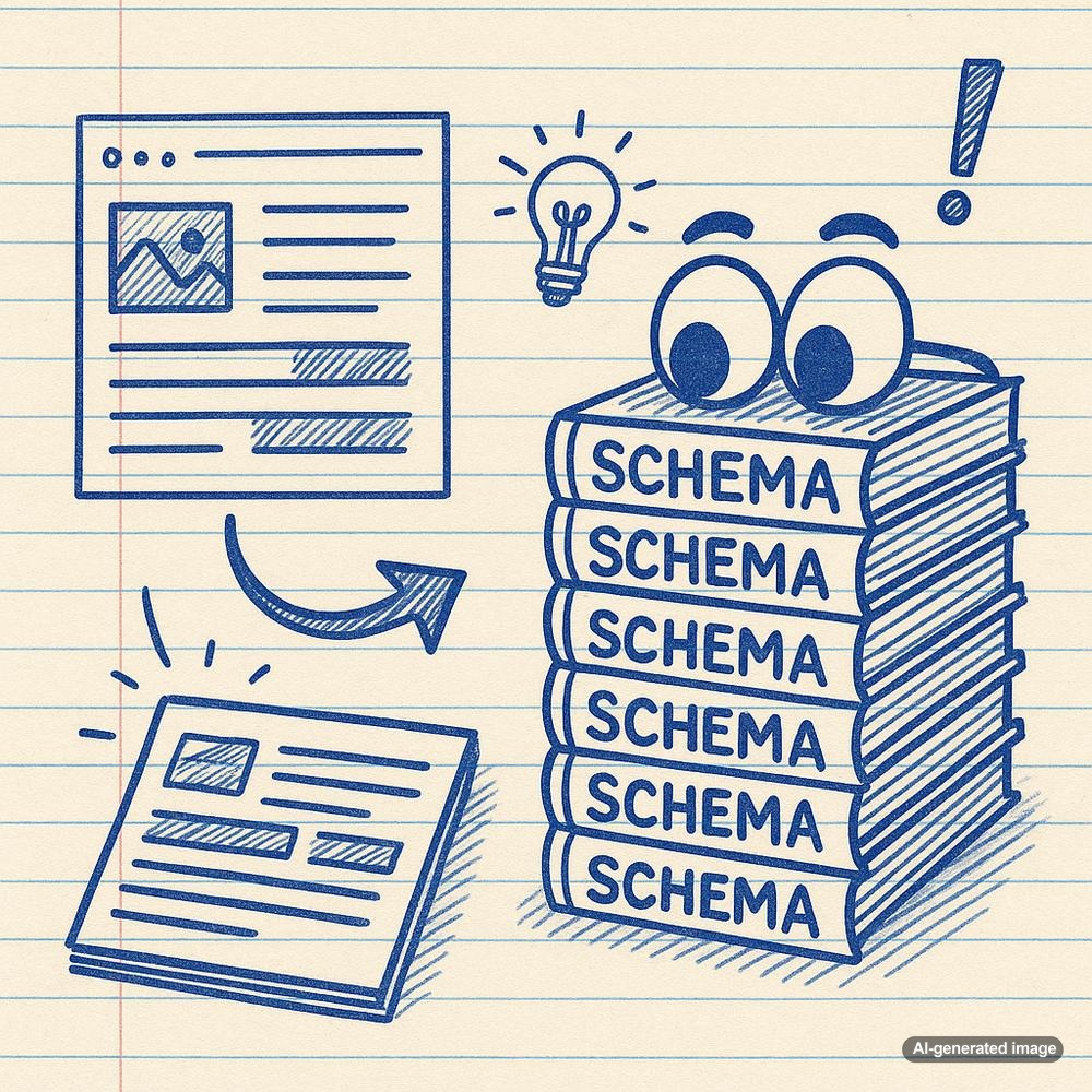 Illustration of schema markup enhancing website visibility in search results
