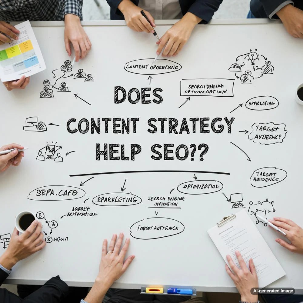 Illustration depicting the relationship between content strategy and SEO