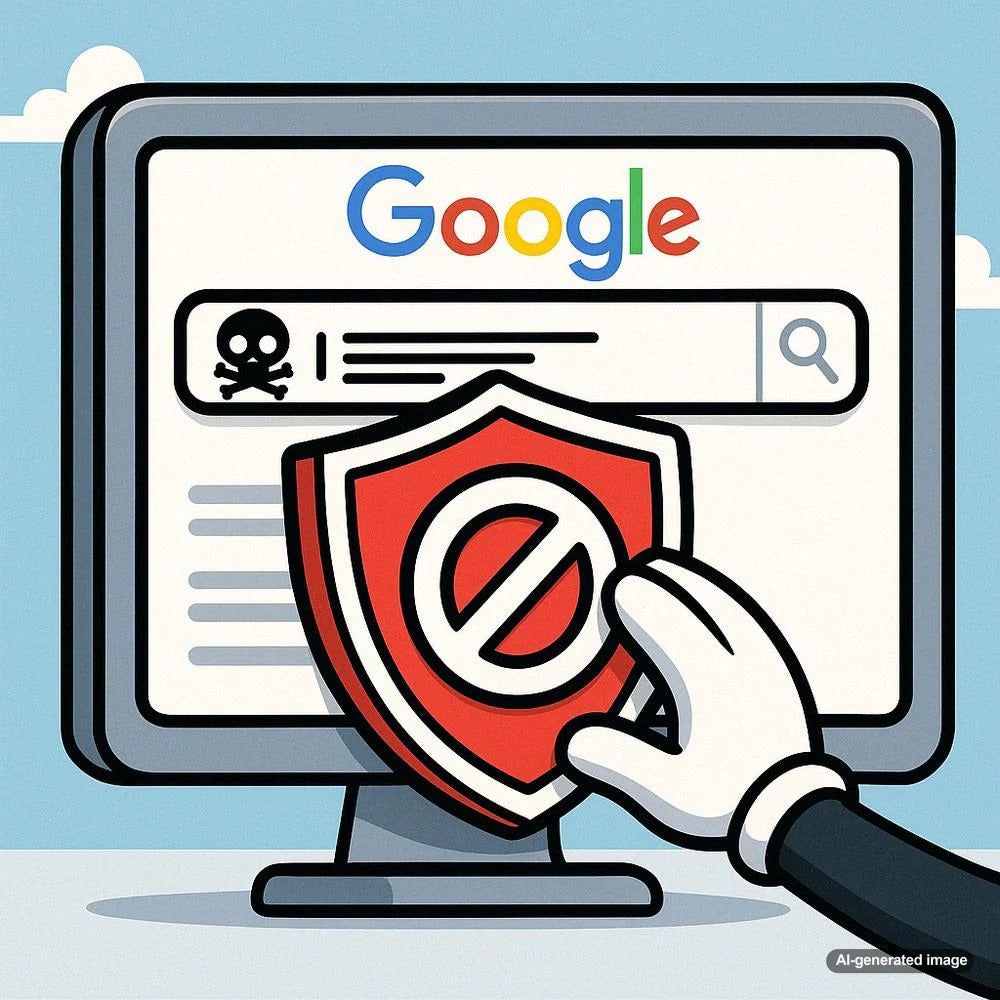 Illustration depicting Google's measures to block illegal search queries