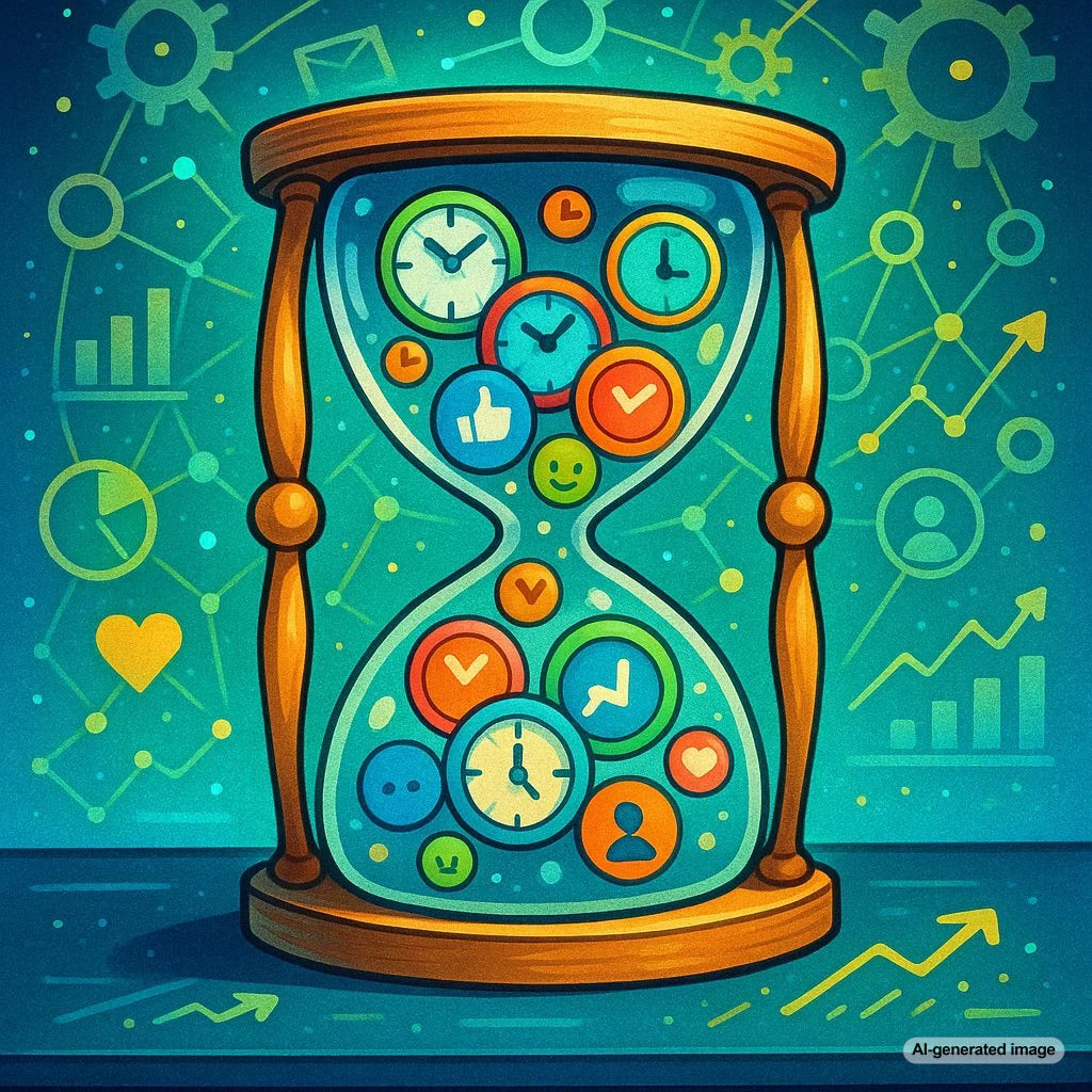 Illustration showing user staying engaged on a webpage linking dwell time to SEO