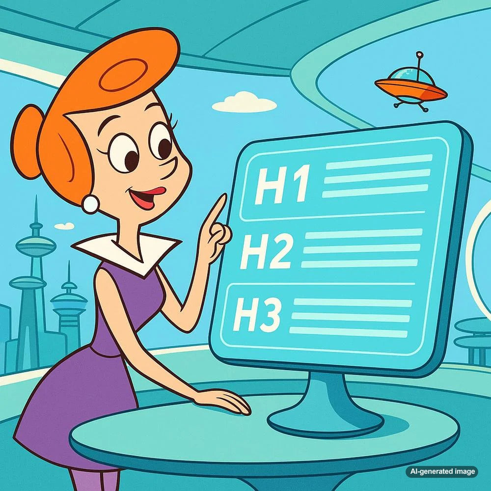 Illustration of H1, H2, and H3 header tags demonstrating SEO best practices