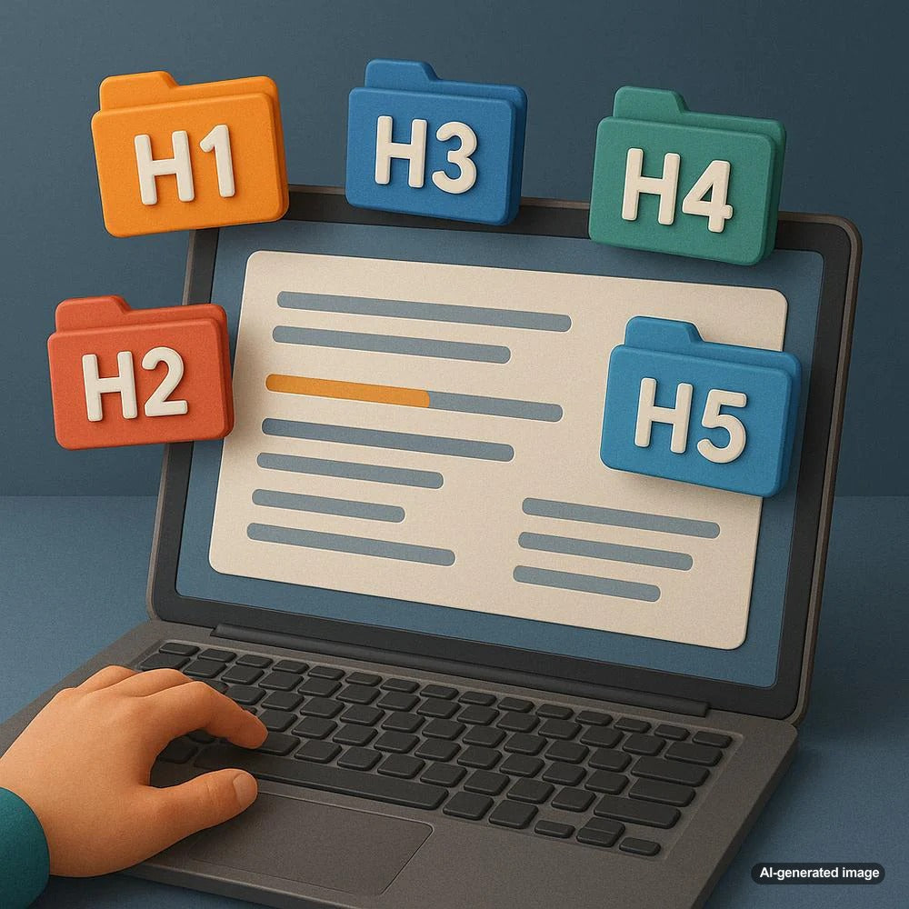 Visual representation of H1 to H6 header tags structure