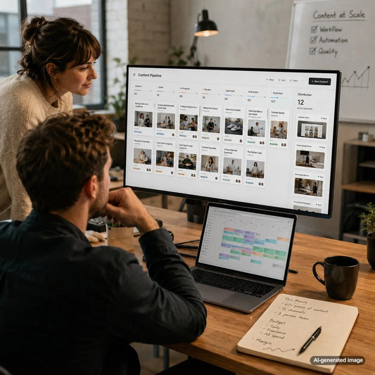 Agency content team using a scalable workflow to produce more marketing content while protecting profit margins