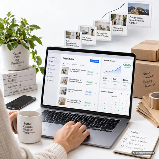 Automated blogging represented as a growing digital content system that builds long-term website traffic and search visibility