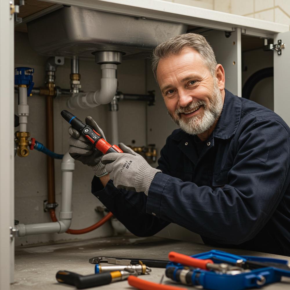 Plumber fixing a pipe representing improved SEO for local plumbing businesses