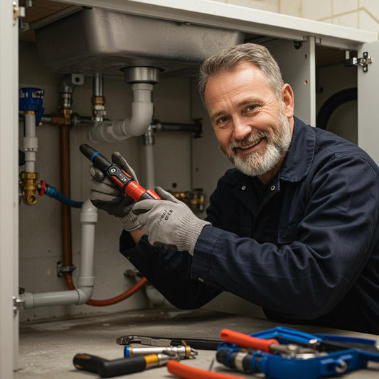 Plumber fixing a pipe representing improved SEO for local plumbing businesses