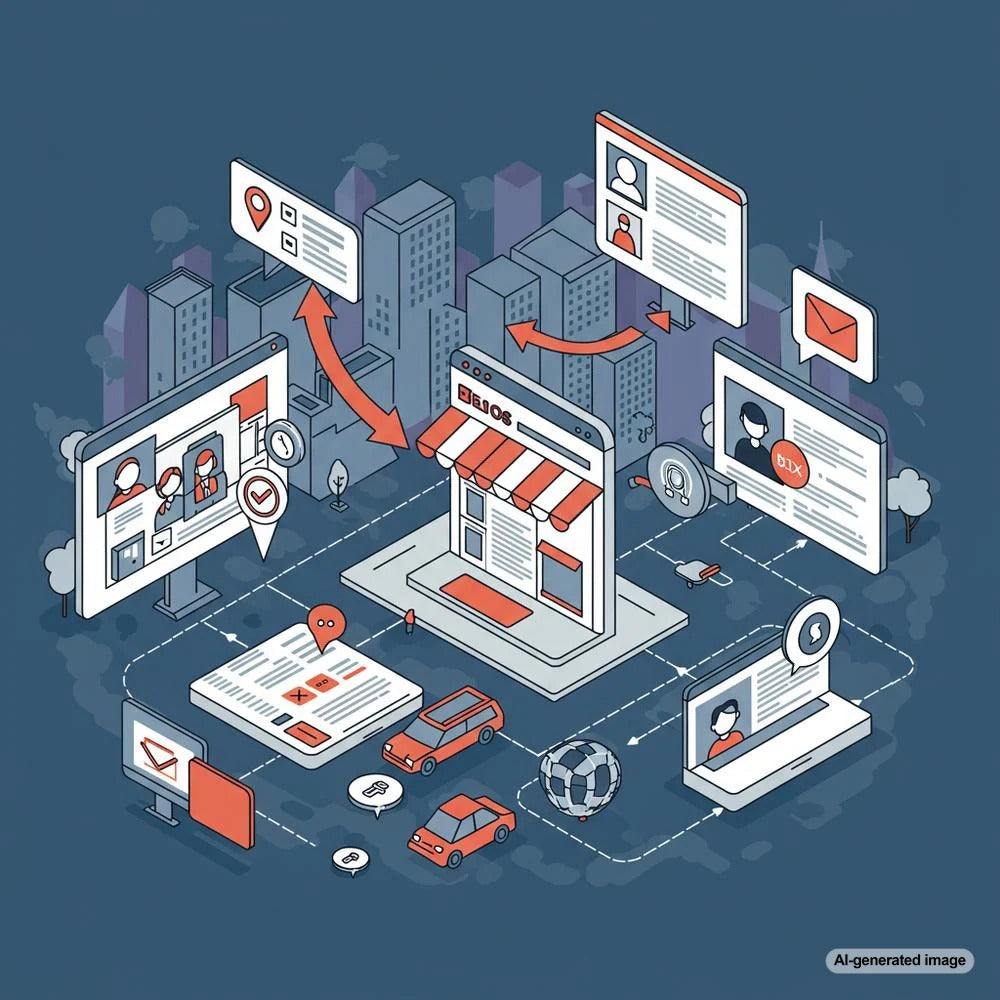 Illustration depicting a blog enhancing an eCommerce store's relevance in a competitive market