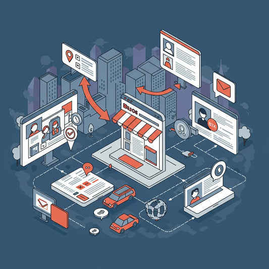 Illustration depicting a blog enhancing an eCommerce store's relevance in a competitive market