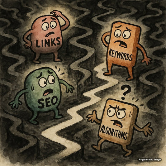 Illustration showing deceptive UX dark patterns affecting SEO rankings