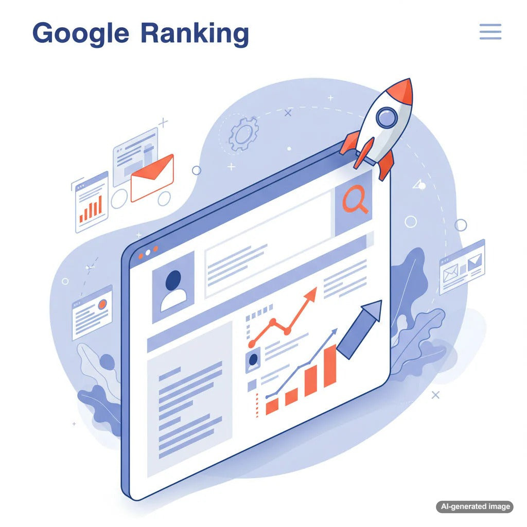 Illustration depicting strategies to increase Google ranking