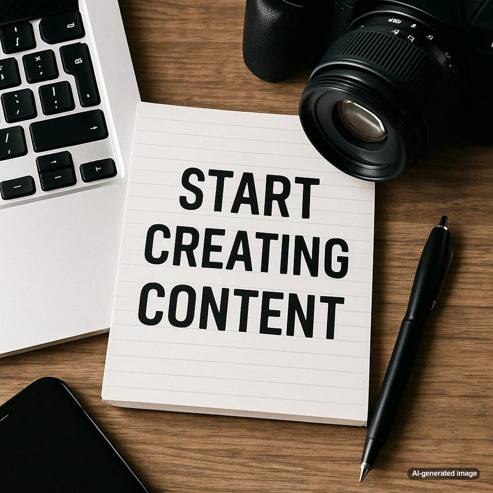 Illustration depicting the process of starting content creation