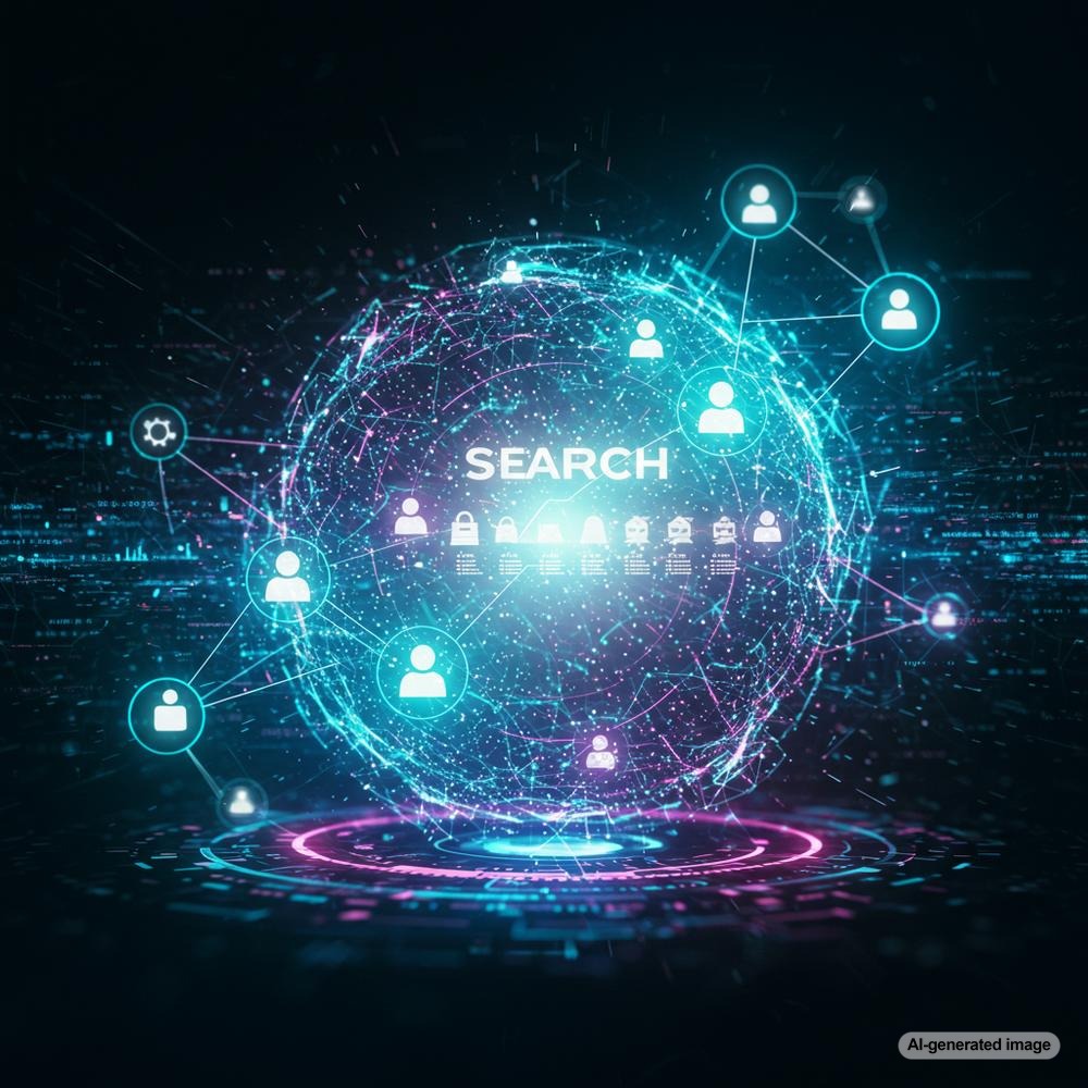 Illustration depicting search engine algorithms analyzing blog content