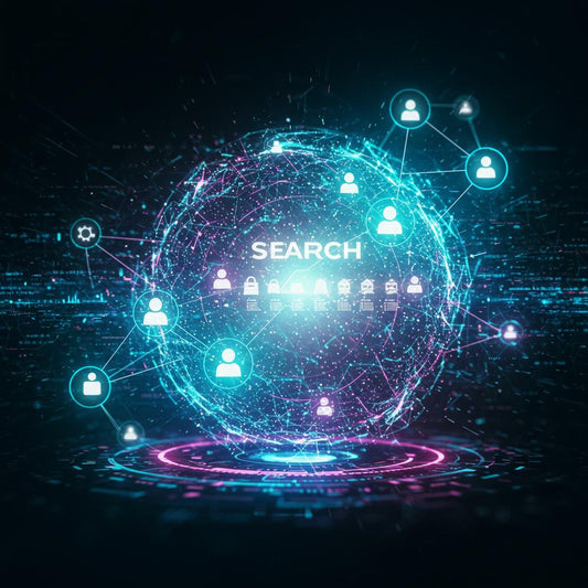 Illustration depicting search engine algorithms analyzing blog content