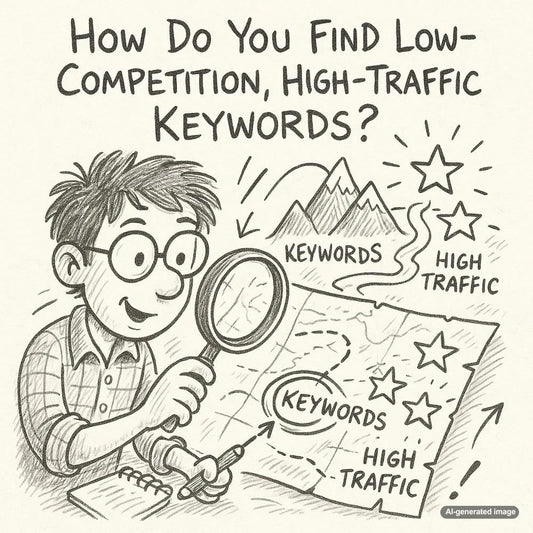 Illustration depicting the concept of finding low-competition, high-traffic keywords