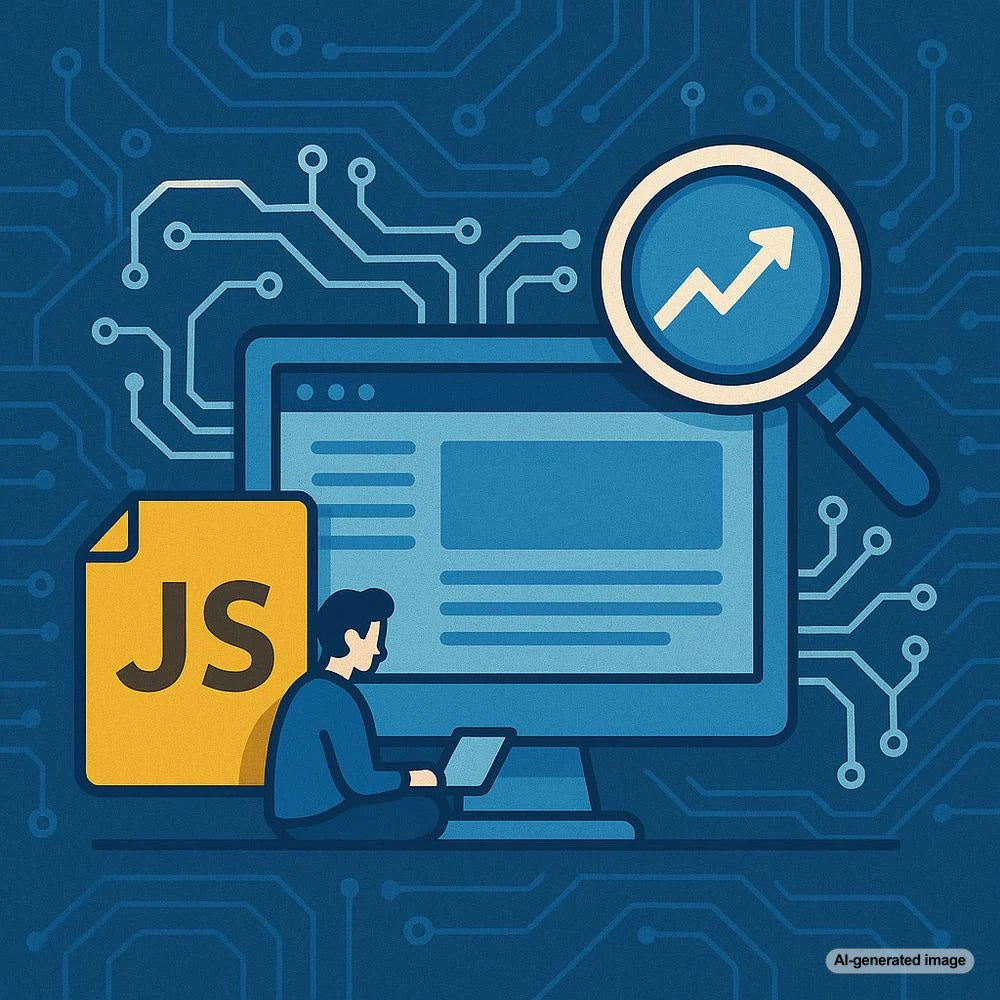 Illustration showing JavaScript code affecting SEO