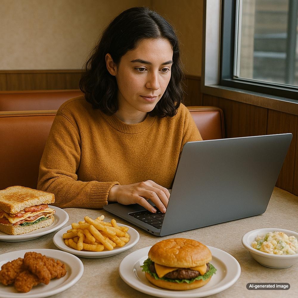 A food blogger photographing a dish in a local restaurant
