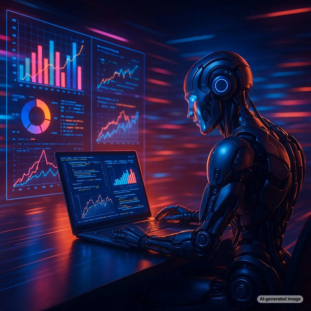 Illustration showing predictive analytics and SEO growth chart