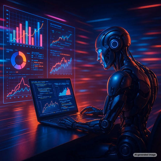 Illustration showing predictive analytics and SEO growth chart