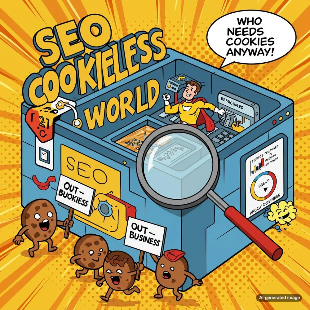Illustration depicting SEO strategies adapting in a cookieless digital environment