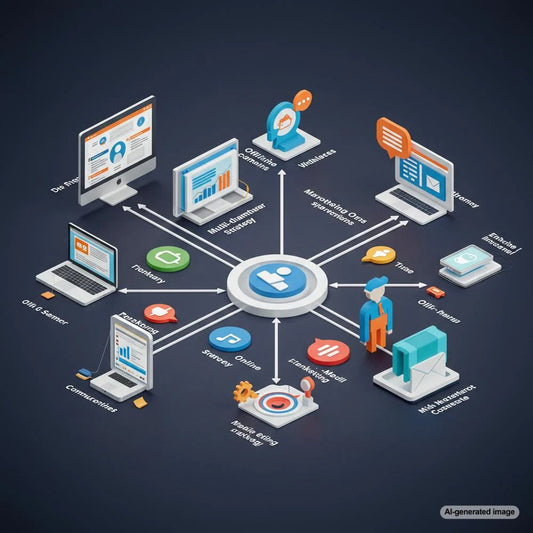 Illustration depicting the integration of SEO into various marketing channels