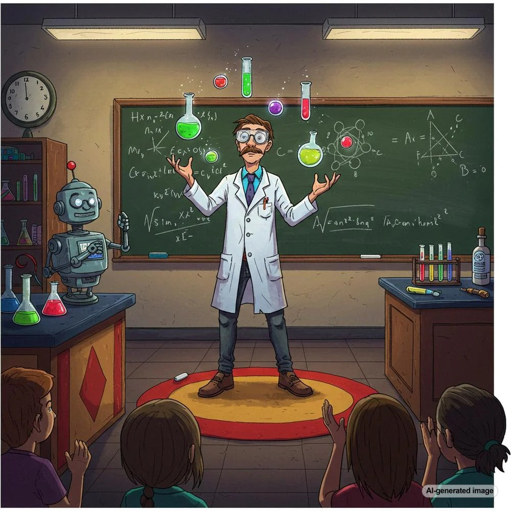 Balancing informative and entertaining blog content illustration