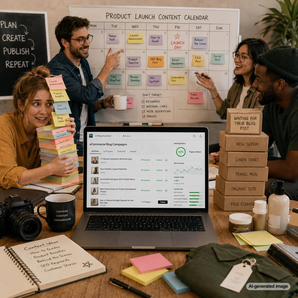 Organized blog content calendar planning around product launches for SEO growth