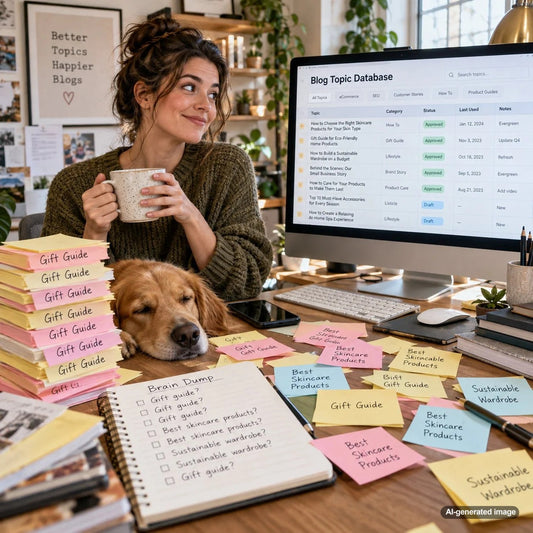 Organized blog topic database used to plan unique SEO content and prevent repetitive article ideas