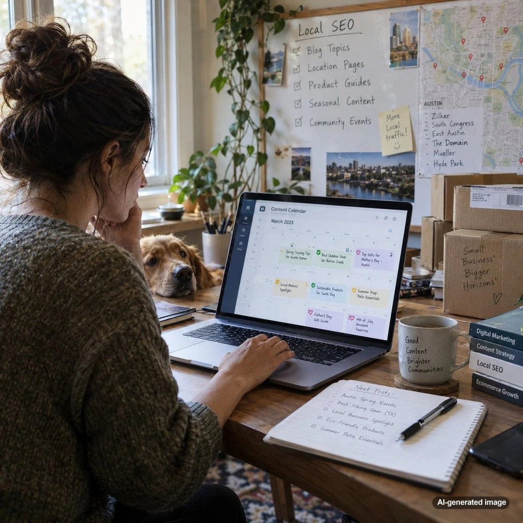 Automated local SEO content calendar planning strategy for businesses improving local Google search visibility