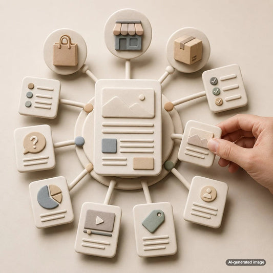 Organized content strategy illustrating how to build topic depth with distinct and interconnected blog posts