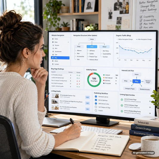 Website navigation SEO audit showing how menu changes, internal links, and site structure can influence blog search rankings and organic traffic