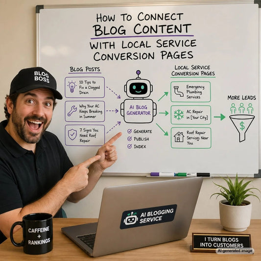 SEO content strategy connecting helpful local blog articles with high-converting service pages