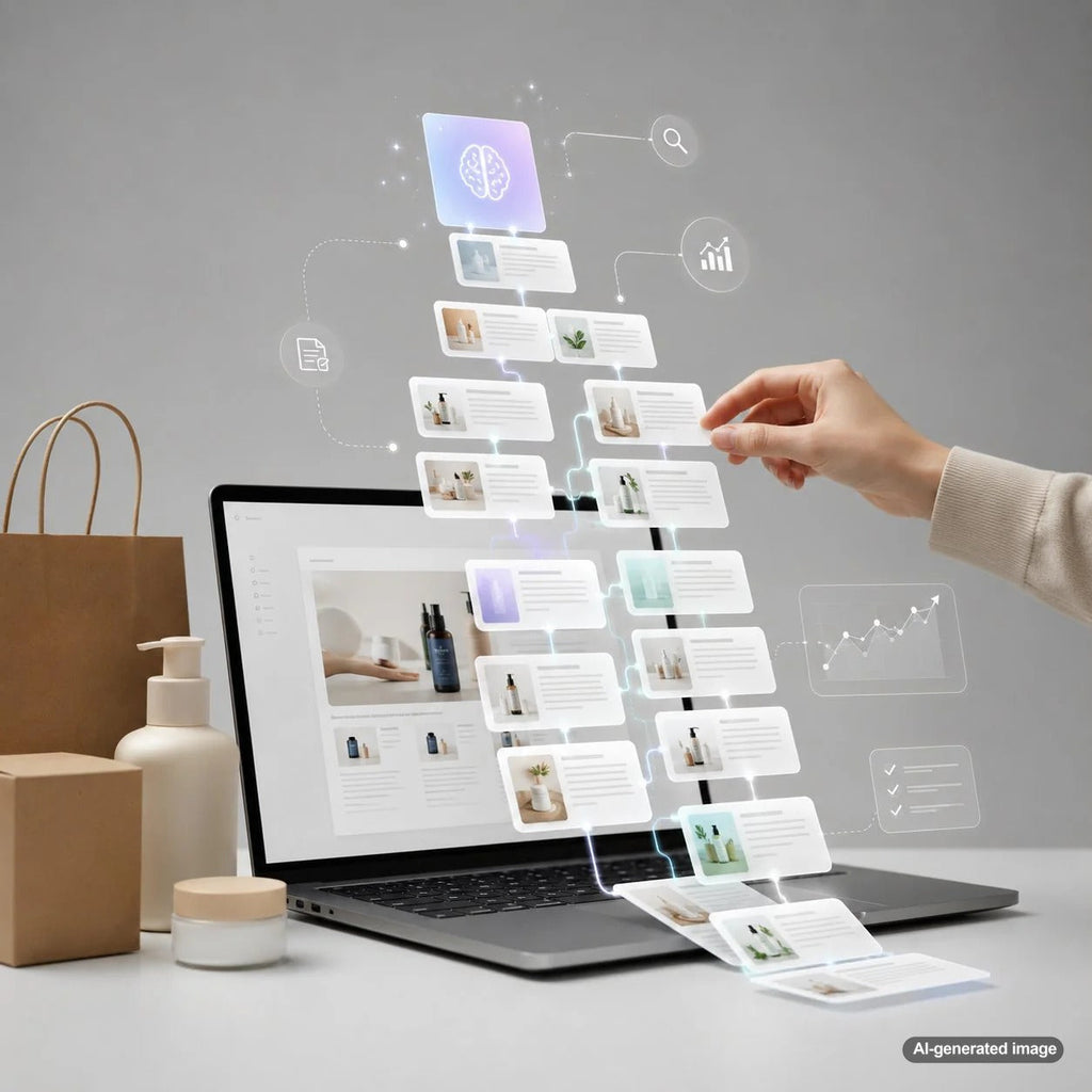 A strategic blog series roadmap showing connected content topics that build topical depth and improve SEO rankings over time