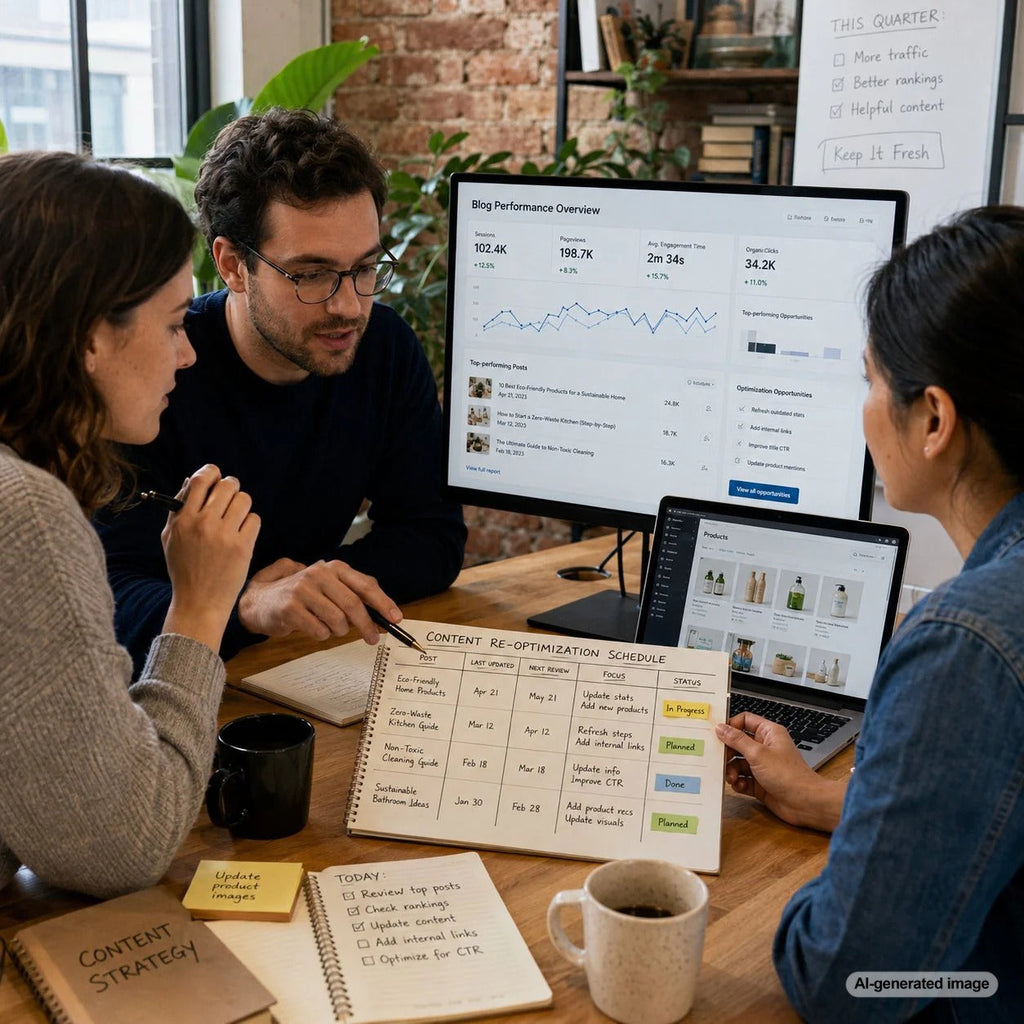 Content re-optimization schedule for keeping top-performing blog posts fresh and ranking in search results