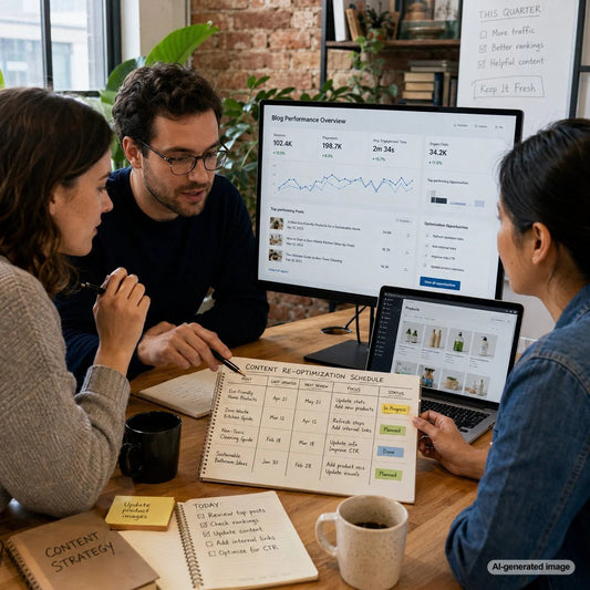 Content re-optimization schedule for keeping top-performing blog posts fresh and ranking in search results