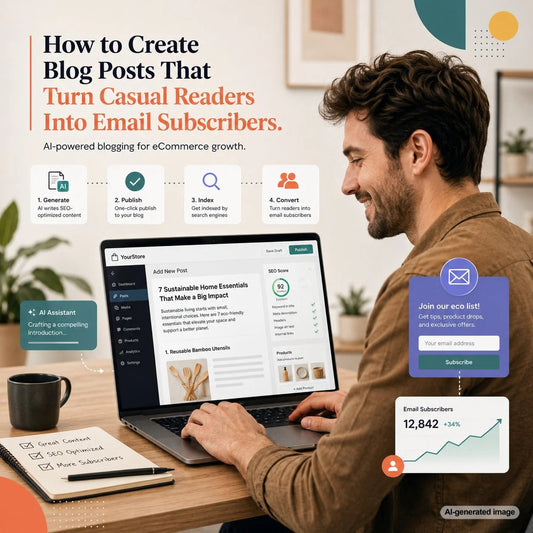 Illustration representing blog content strategy and email subscriber growth through engaging articles and conversion focused writing