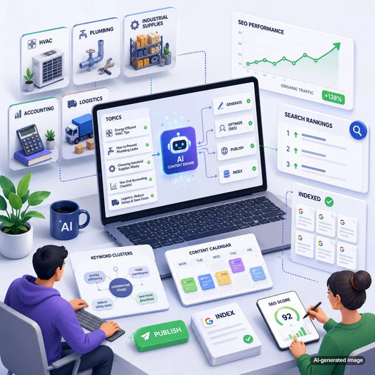 Business owner planning SEO blog topics for a quiet industry using keyword research and content strategy