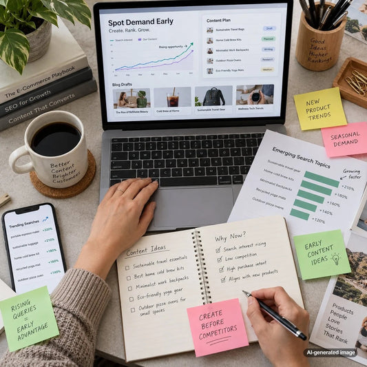 Content strategist identifying emerging search demand and planning SEO topics before competitors