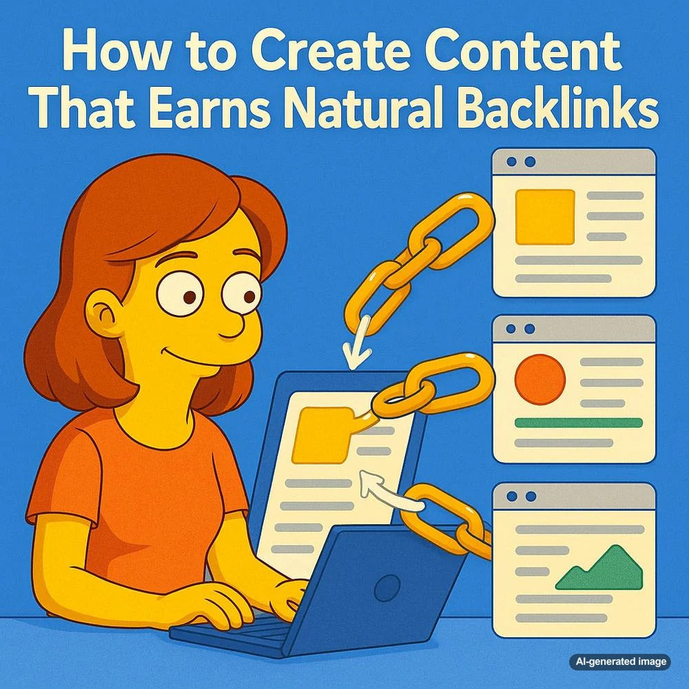 Illustration depicting content creation leading to natural backlinks