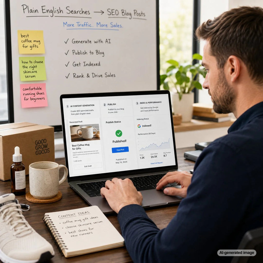 Business owner creating plain English SEO content that answers real customer search questions and improves Google rankings